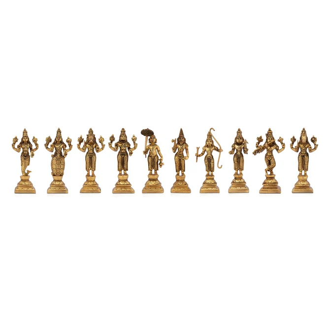 Dashavatar Idol Set - 6.5 x 3 Inches Antique Brass Idol